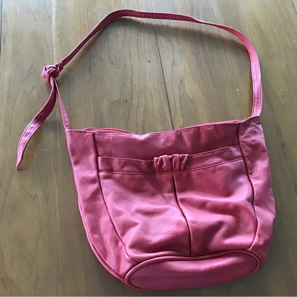 Vintage red leather shoulder bag